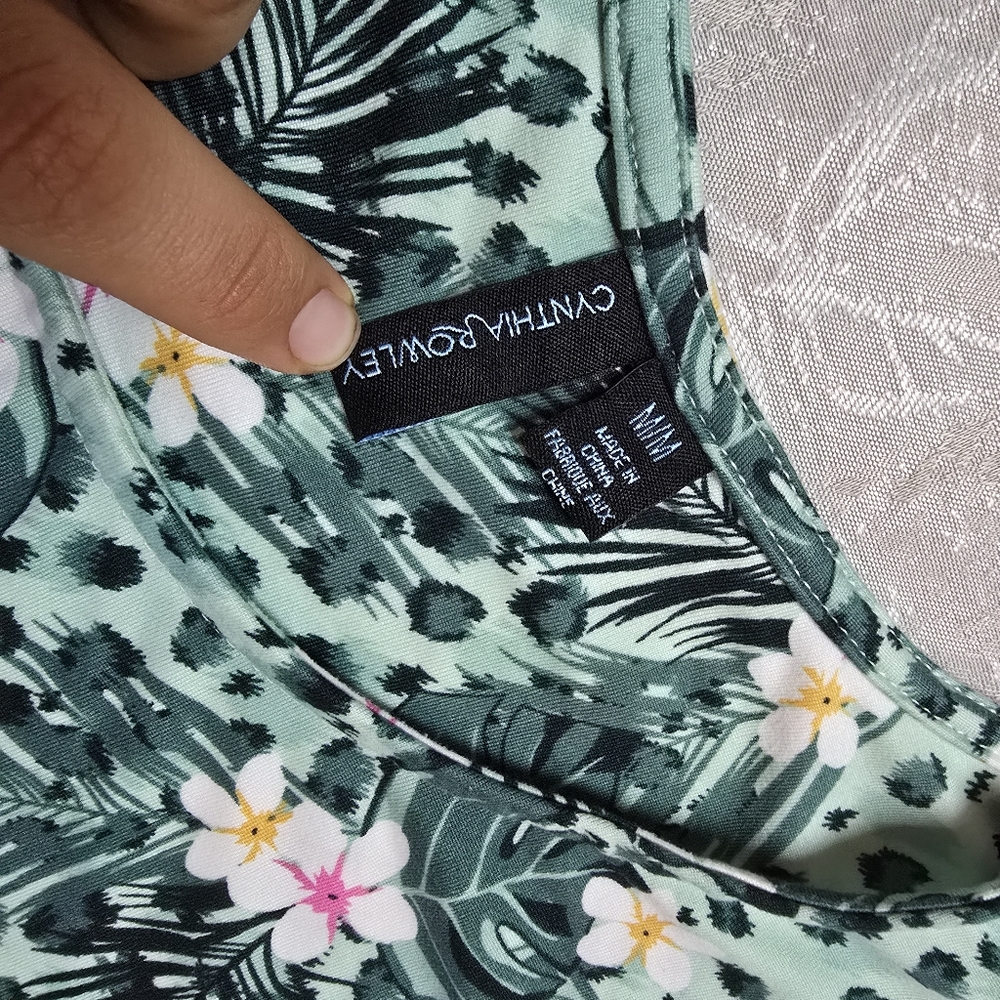 Cynthia Rowley Dress Women Medium Pockets Soft Resort Coastal Coconut Tropical - Picture 3 of 7